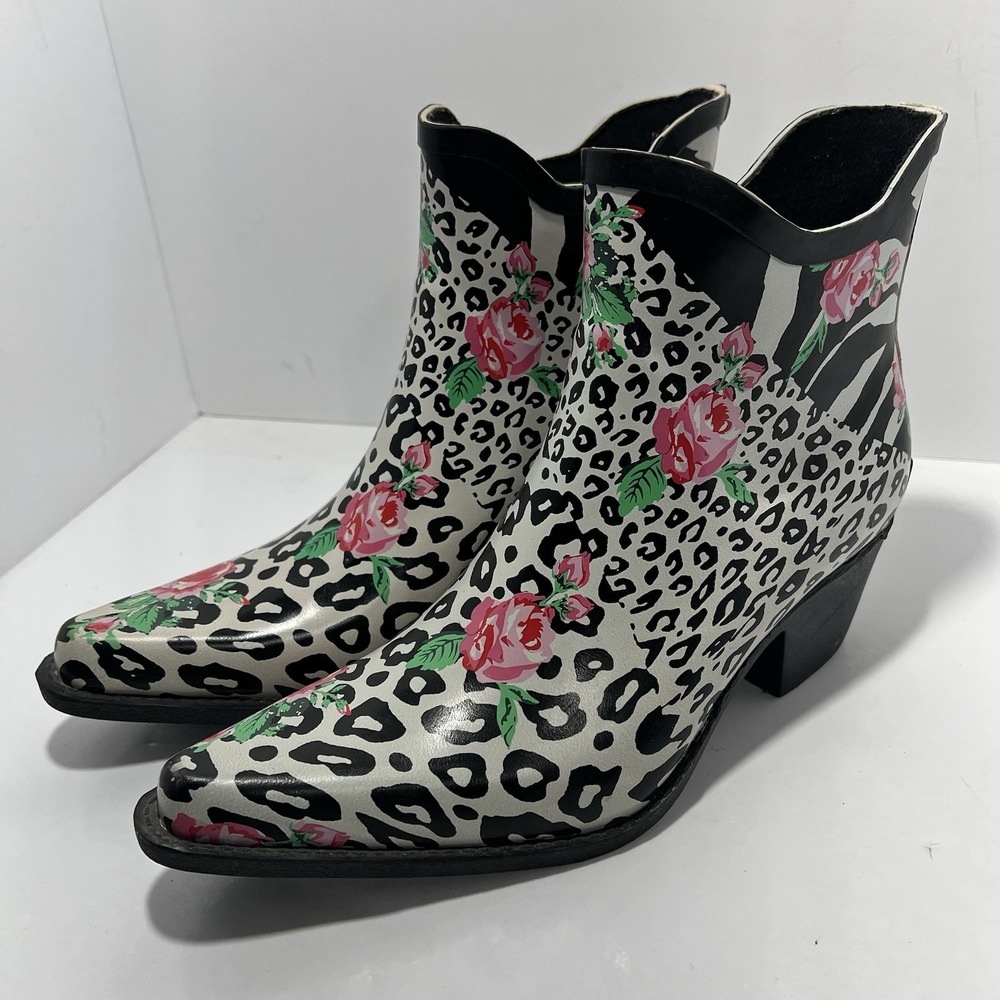 Corkys Leopard Floral Rain Boots Women's Western Cowboy Booties Waterproof Sz 9 - Picture 8 of 8